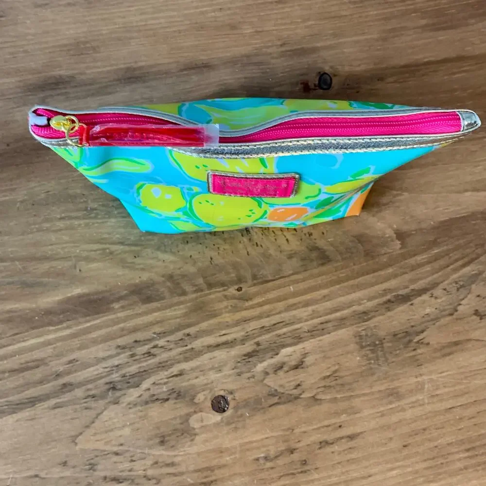 Lily Pulitzer Estee Lauder PVC Plastic Cosmetic Makeup Bag Clutch Floral Green